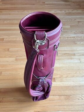Vintage Ben Hogan Leather Golf Carry Bag 3-Way Maroon Rare